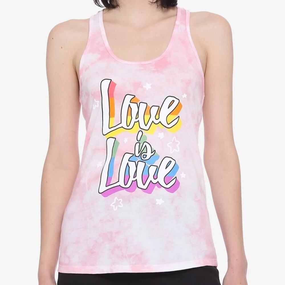 Hot Topic Women's NLC Love Is Love Pink Tie-Dye Tank Top Ripple Junction Large